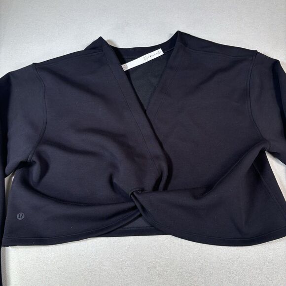 LULULEMON Twist Back-to-Front Pullover Black Sweatshirt Athleisure Crop Sz 6 - Picture 10 of 12